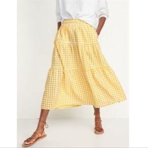 Old Navy yellow gingham seersucker skirt